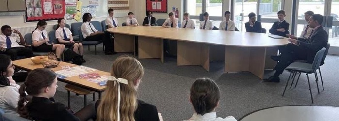 students engaging with MP David Reed
